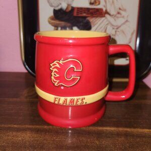 NHL Calgary Flames 3D Raised Flaming 'C' Logo Ceramic Red Coffee Tea Mug Cup